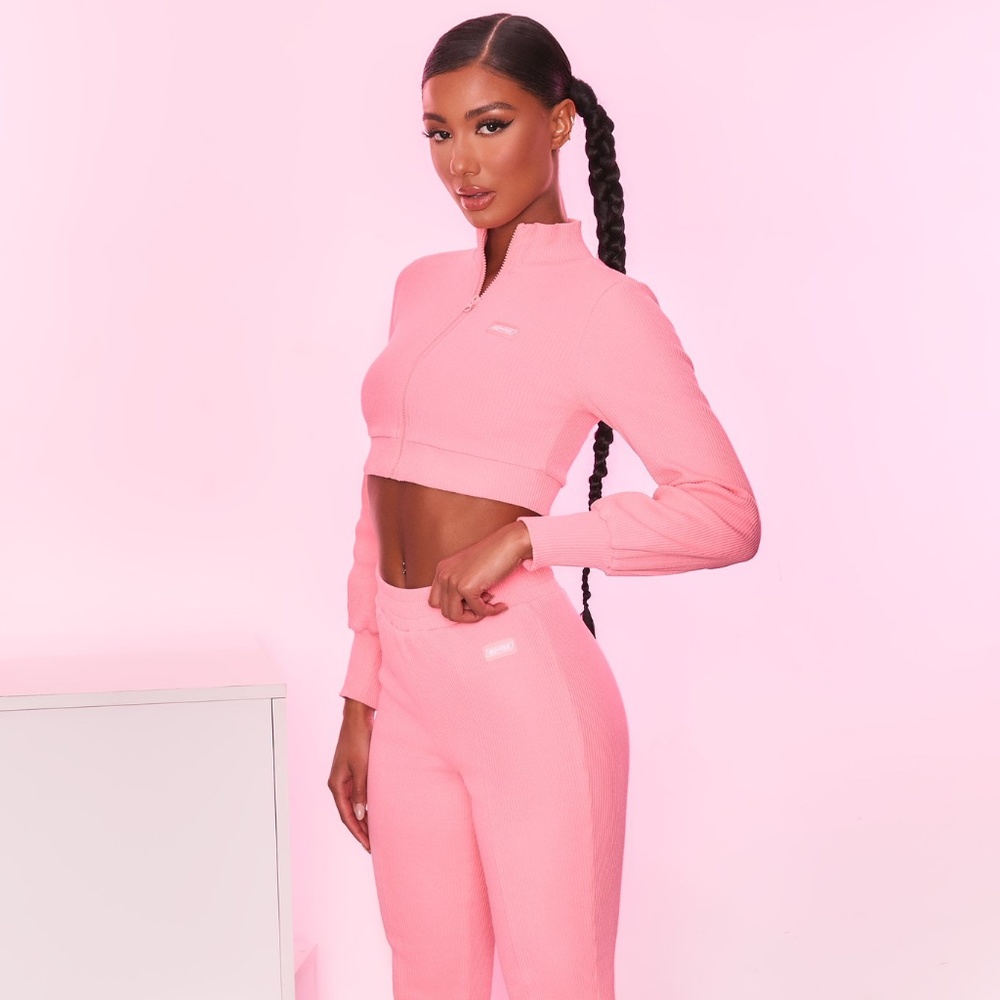 Ribbed Flare Leggings and Crop Jacket